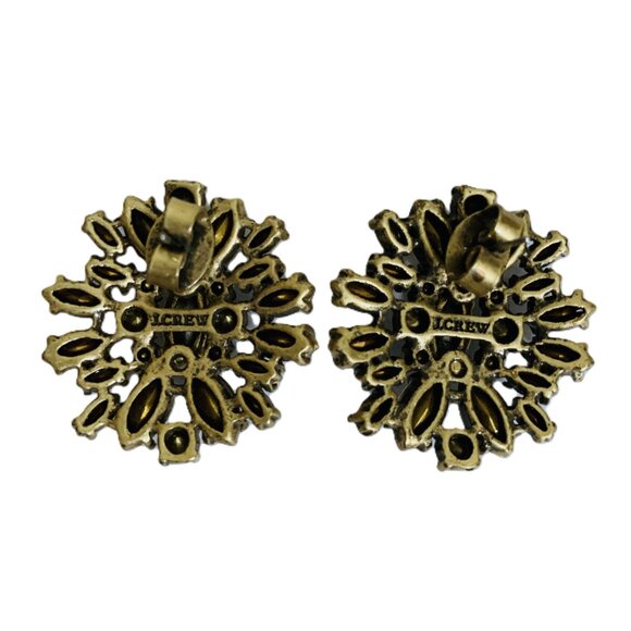 Earrings Glamour Cluster Crystals Rhinestones Post Style Vintage Style J Crew - Picture 3 of 5